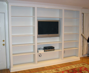 white painted bookcases
